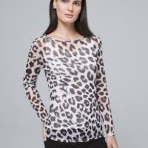 WHBM Leopard Print Mesh Top